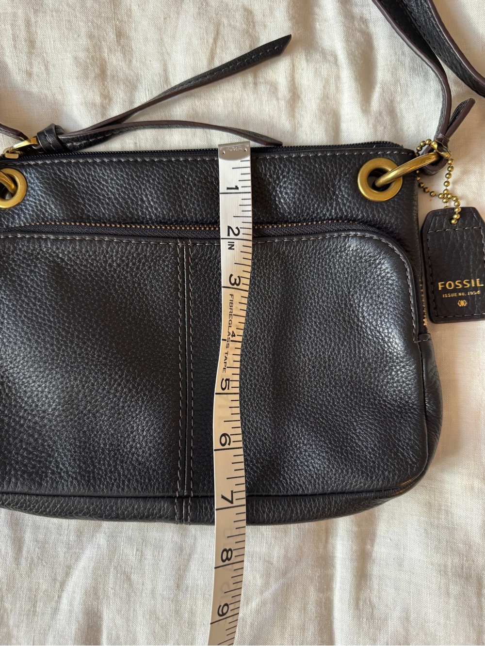 Fossil Black Pebbled Leather Crossbody Bag with Gold Hardware - Picture 7 of 7